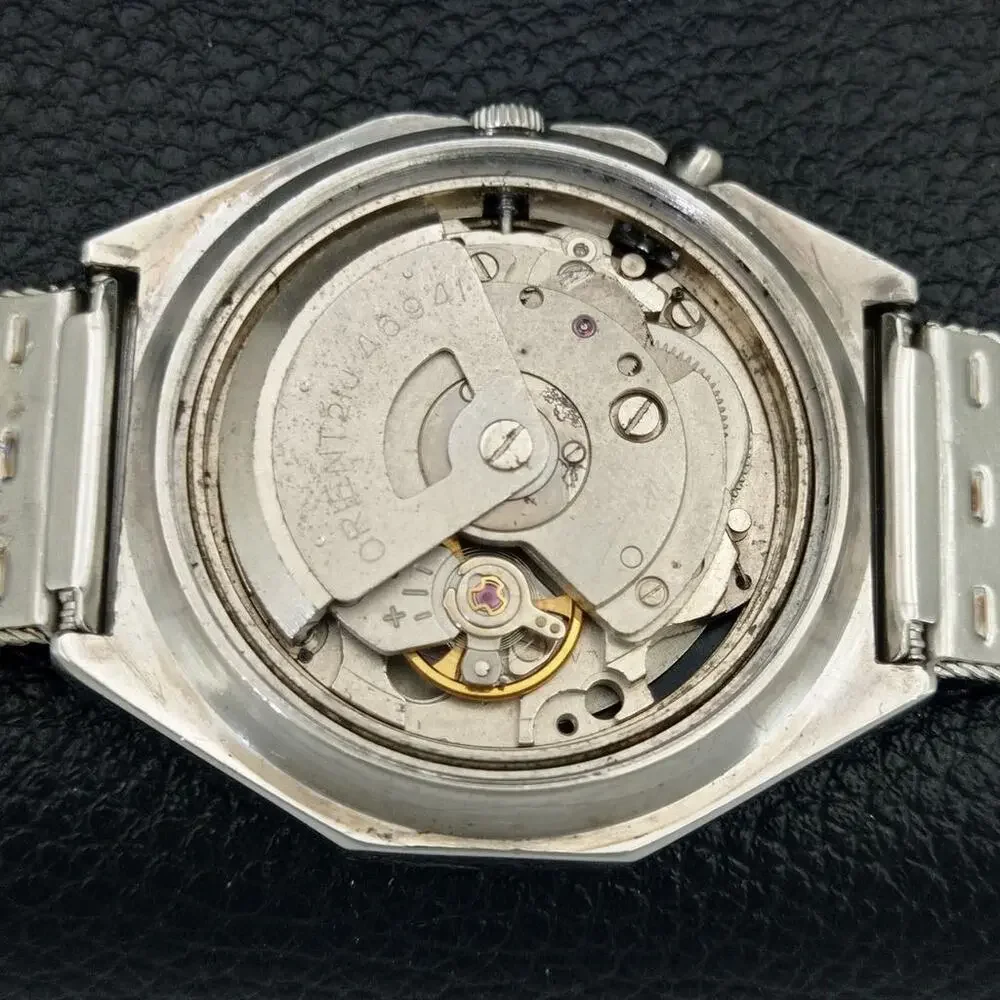 Vintage 1984 Orient Automatic Mens Silver Watch W/daydate & Gold accents